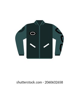 illustration of a varsity jacket or baseball jacket. green and black clothes. appareal and fashion. flat cartoon style. vector design