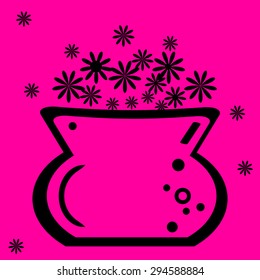 Illustration of vase flower, vector.