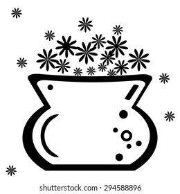 Illustration of vase flower, vector.