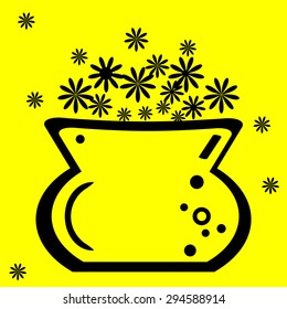 Illustration of vase flower, vector.