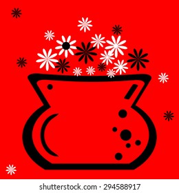 Illustration of vase flower, vector.
