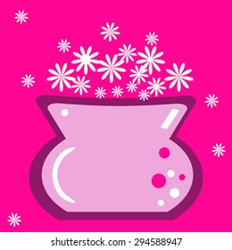 Illustration of vase flower, vector.