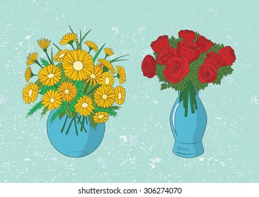 illustration of vase of flower vector