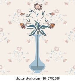 Illustration of vase with flowers