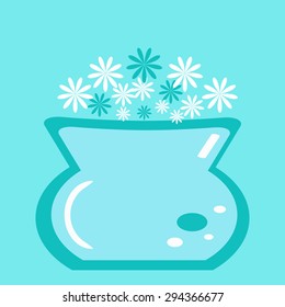 Illustration of vase flowers, vector.