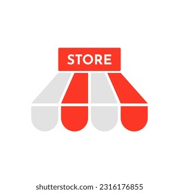 Illustration Vcetor Graphic Store Awning Canopy Red Rolor For Logo Online Store Shopping