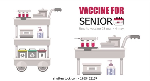 Illustration vecor of time to vaccine concept. Banner design on white background 