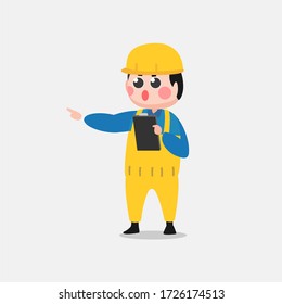 Illustration Vecto Graphic of construtuin man give an instruction