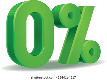 illustration Vector of 0 percent in green color isolated in white background