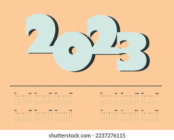 Illustration, Vektor 12 Monat des Kalenderjahres 2023.