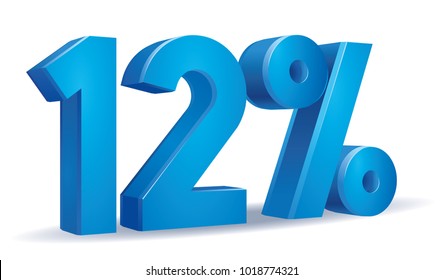 illustration Vector of 12 percent blue color in white background