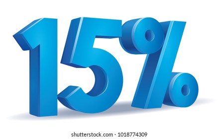 illustration Vector of 15  percent blue color in white background