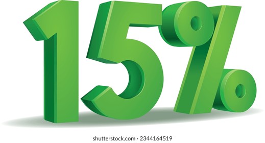 illustration Vector of 15 percent in green color isolated in white background