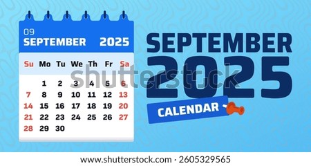 Illustration vector of  2025 calendar september on blue background. Good for poster, printing, layout, diary. 