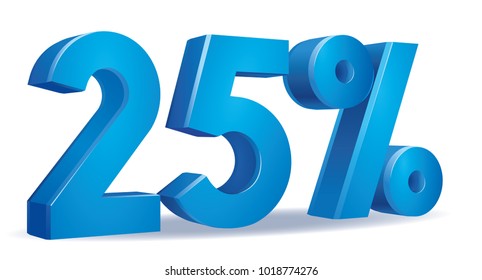 illustration Vector of 25  percent blue color in white background