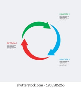 Illustration Vector : 3 Step Arrows Infographic With Info Data Font 