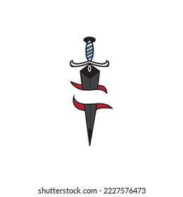 illustration vector 3d of sword logo.