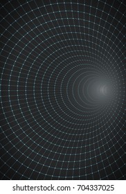 Illustration of Vector 3D Tunnel. Optical Illusion Vortex Twist Wireframe Background