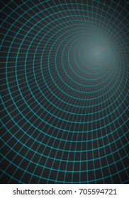 Illustration of Vector 3D Tunnel. Optical Illusion Vortex Twist Wireframe Background