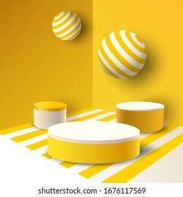 Illustration vector of 3d yellow and white background with stripe pattern