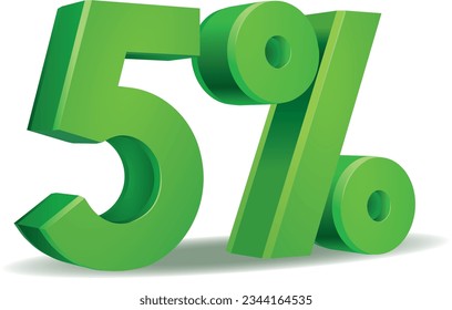 ilustración Vector del 5 % en color verde aislado en fondo blanco