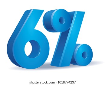 illustration Vector of 6 percent blue color in white background