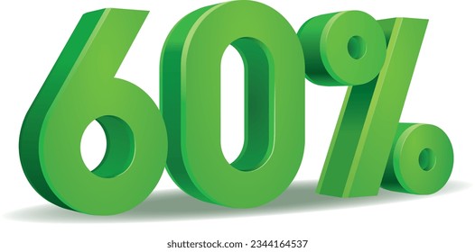 ilustración Vector del 60 por ciento en color verde aislado en fondo blanco