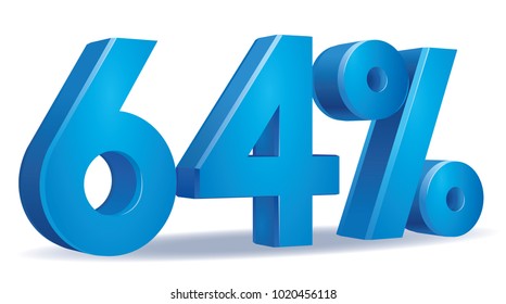 illustration Vector of 64 percent blue color in white background