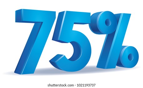 illustration Vector of 75 percent blue color in white background