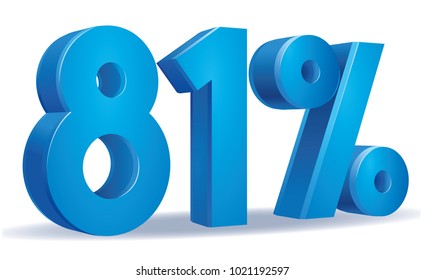 illustration Vector of 81 percent blue color in white background