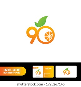 Vector de ilustración de 90 naranja con diseño de tarjeta de visita adecuado para su logotipo de marca,inicial.