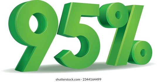 ilustración Vector del 95 por ciento en color verde aislado en fondo blanco