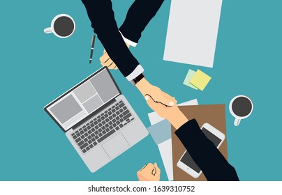 Illustration vector about agreed to cooperation. Deal in job business.
