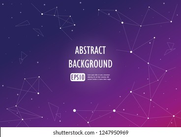 Illustration vector of abstract connecting dots and lines over gradient colored background. Connection science and technology background.