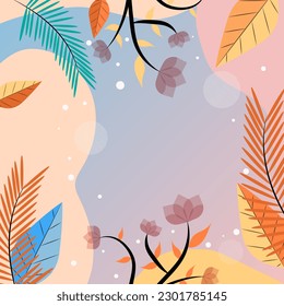 Illustration Vector Abstract Creative Frame Summer Spring themes Background with Floral Pattern 