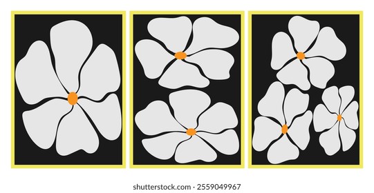 Illustration vector Abstract groovy floral posters, Abstract botani wall art decoration, Trendy Matisse contemporary wall art for wallpaper, wall decoration, print, postcard,other