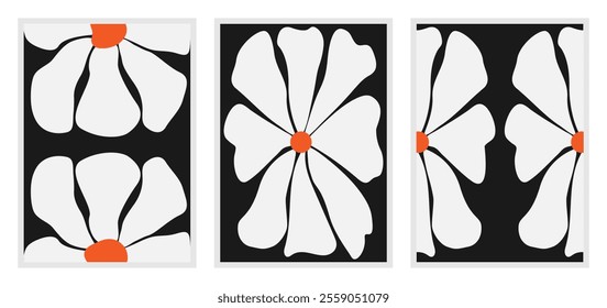 Illustration vector Abstract groovy floral posters, Abstract botani wall art decoration, Trendy Matisse contemporary wall art for wallpaper, all decoration, print, postcard,other,Home Decoration