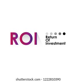 Illustration vector of abstract ROI icon with little dots. Flat design of ROI (Return Of Investment) with shadow. Business and finance concept.