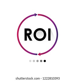 Illustration Vector Of Abstract ROI Icon. Flat Design Of Circle Arrow And Little Dots (Return Of Investment). Business And Finance Concept.