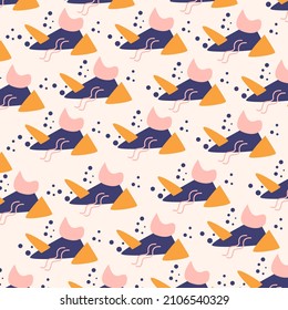 Illustration vector of abstract shapes fluid and lines seamless pattern for background premium vector
for kids and baby. Print on cloth, fabric, linen, textile and wallpaper background

