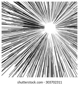 illustration vector abstract speed motion black lines with circle in the middle.