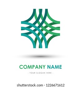 Illustration vector of abstract square logo type. Flat design of three lines with company name text. Abstract logo