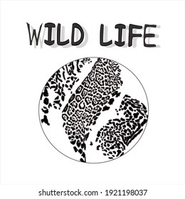 Illustration vector abstract tiger print in a circle isolated on white background. Harvesting for designers, wild lifestyle, logo, icon, travel, safari