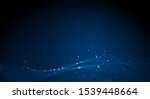 Illustration vector abstract wave motion pattern and dynamic mesh line on dark blue background. Modern futuristic design for background or wallpaper. Digital cyberspace, high tech, technology  concept