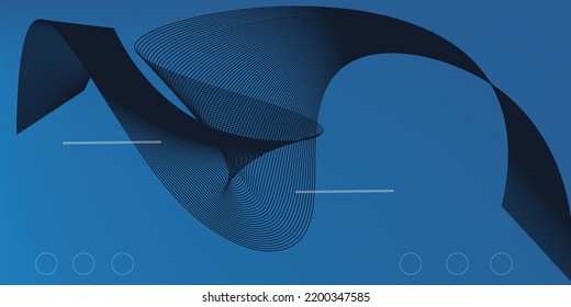 Illustration vector abstract wave motion pattern and dynamic mesh line on dark blue background. Modern futuristic design for background or wallpaper. Digital cyberspace, high tech
