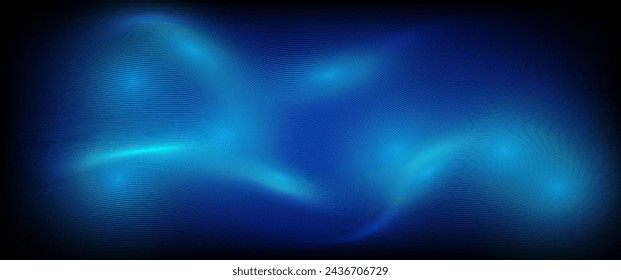 Illustration vector abstract wave motion pattern and dynamic mesh line on a dark blue background, blue light. Modern futuristic design for background or wallpaper. Digital cyberspace, high tech, tech	