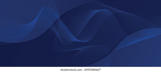 Illustration vector abstract wave motion pattern and dynamic mesh line on dark blue background. Modern futuristic design for background or wallpaper.