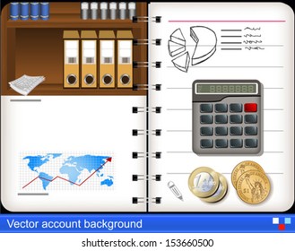 Illustration of vector accounting notebook  background