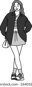 illustration vector Adult female in casual look, drawing cartoon avatar woman, cute model lady, people
