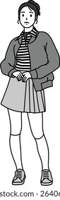 illustration vector Adult female in casual look, drawing cartoon avatar woman, cute model lady, people